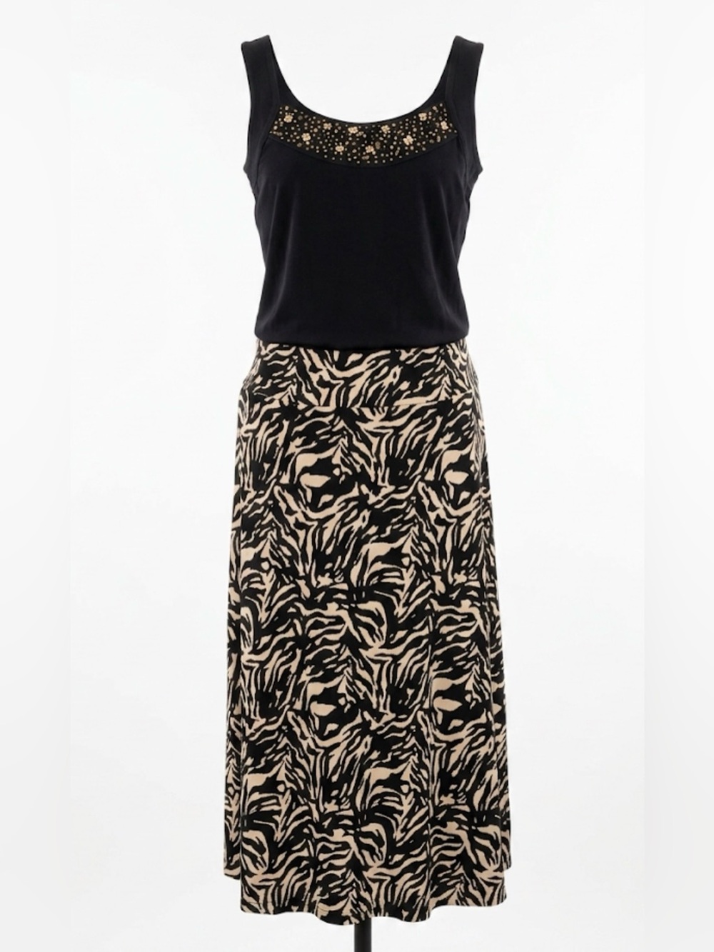 Joe Fresh Zebra Print Black & Beige Skirt Sz Med